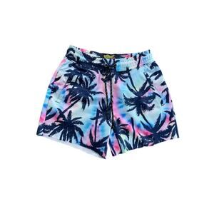 Good Vibes by Drill Clothing Company Palm Tree Drawstring Swim Shorts Size Small